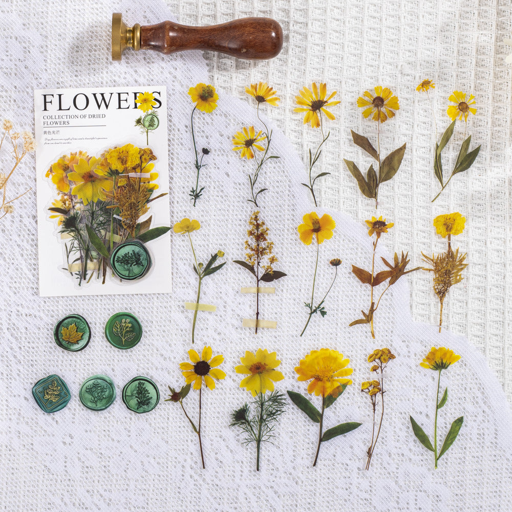 Fire Paint Creative Dried Flowers Journal Decoration Sticker Package