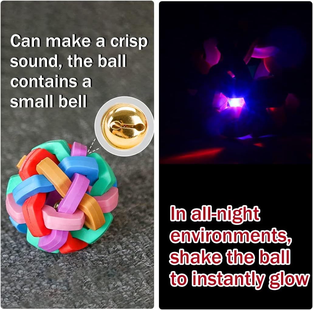 Light Up Dog Balls Sounds Bells Dog Ball Flashing Dog Chew Toys Jumping Interactive Play Balls Colorful Dog Ball For Cats Small Medium Large Dogs