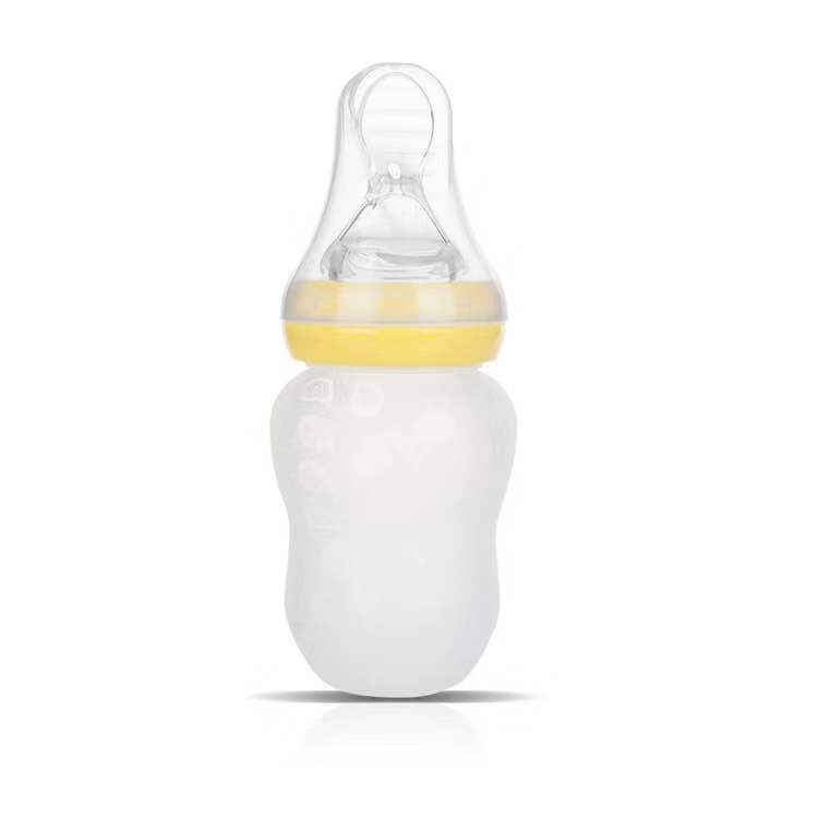 Wide caliber 180mL silicone spoon feeding bottle
