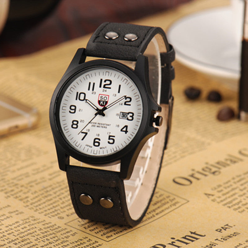 Military watch frosted belt quartz men's watch