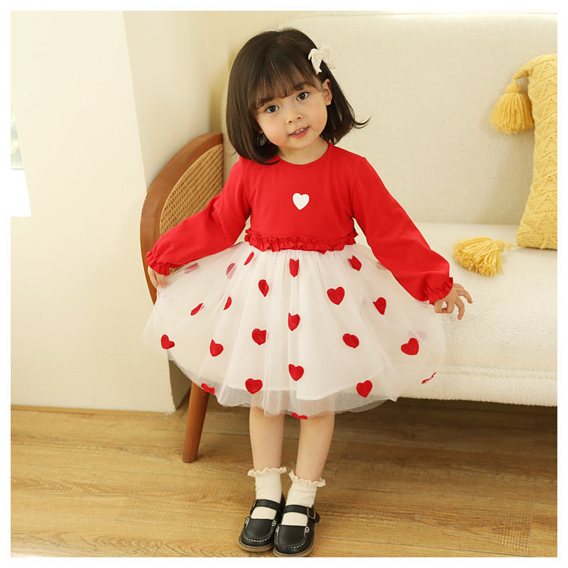 Cute Princess Dress Children's Clothing Puff Mesh Long Sleeve