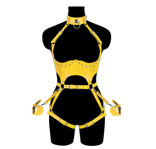 Soft Leather Shapewear Close-fitting Hollow-out Party Clothing