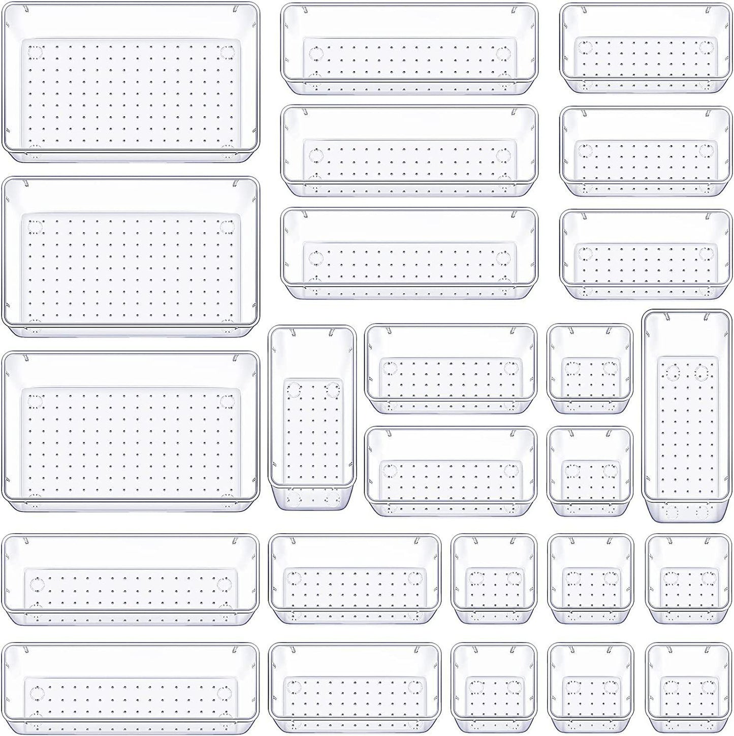 Transparent Plastic Desktop Storage Box Set
