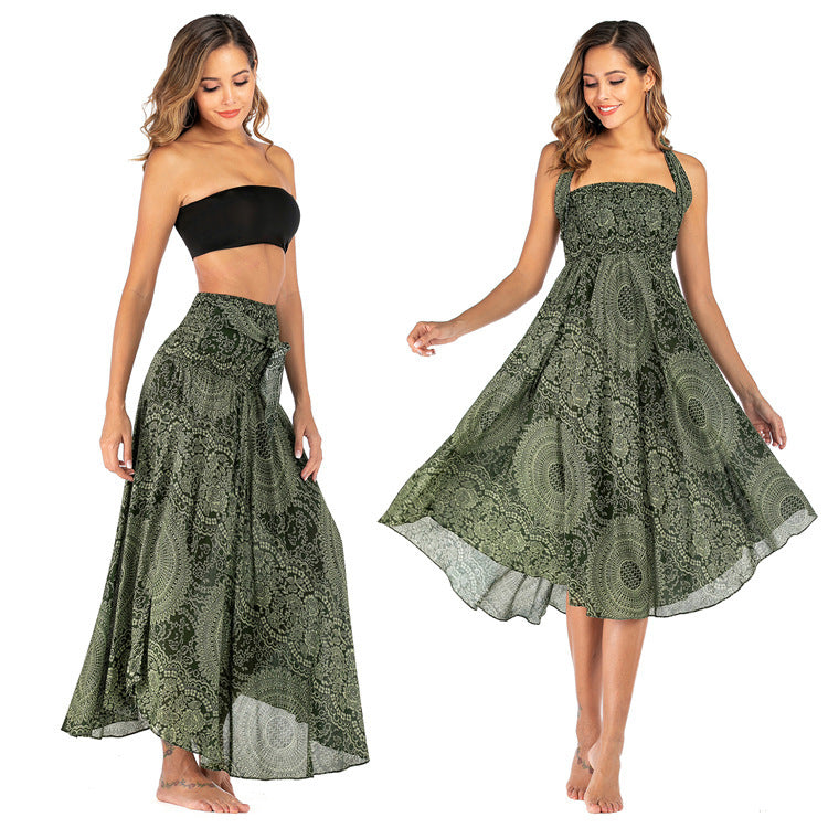 Ladies Fashion Two-Wear Swing Boho Skirt