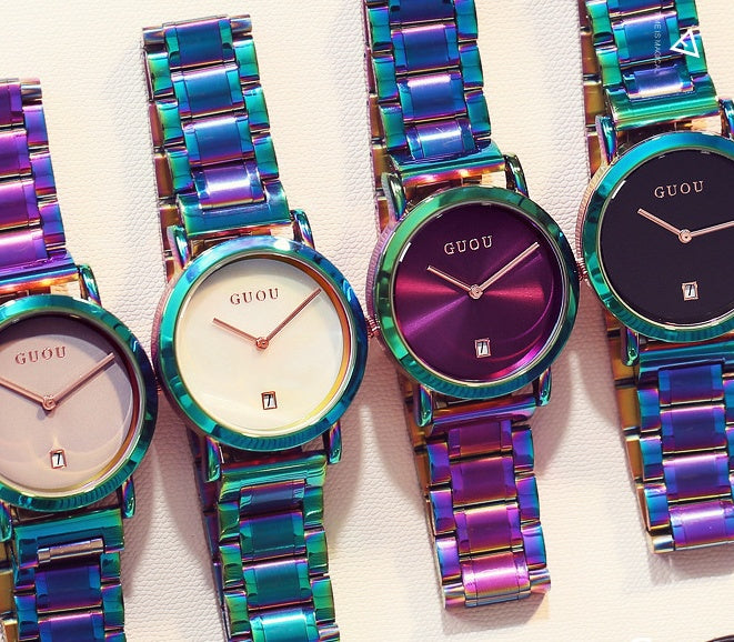 Fashionable And Minimalist Colored Steel Strip Women's Watch