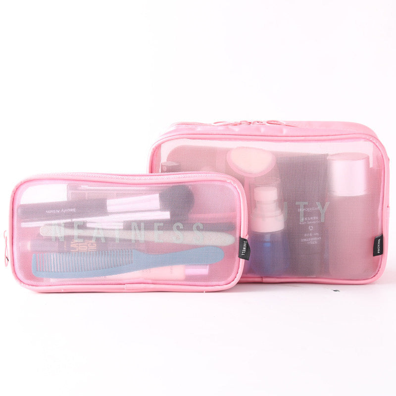 The New Same Style Large Girl Storage Cosmetic Brush Storage Bag Small Large-capacity Mesh Cosmetic Bag Portable
