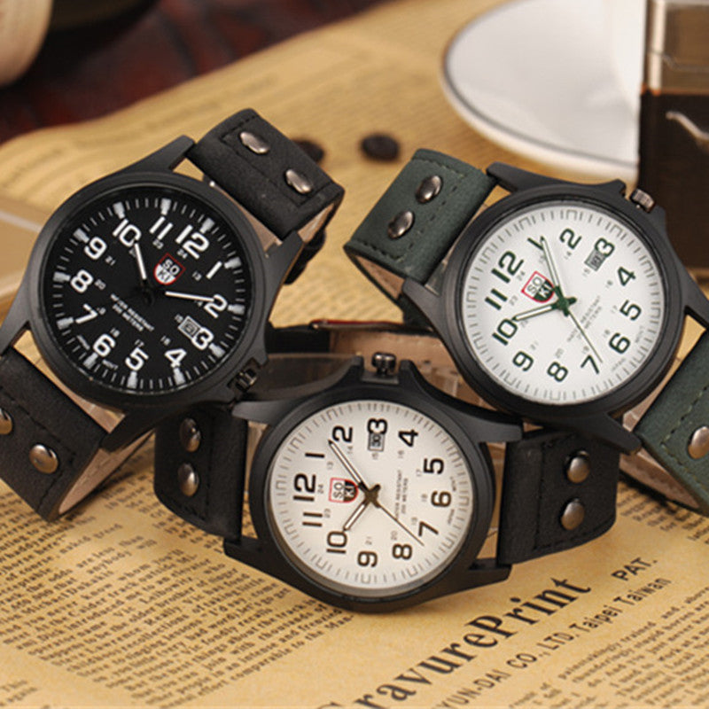 Military watch frosted belt quartz men's watch