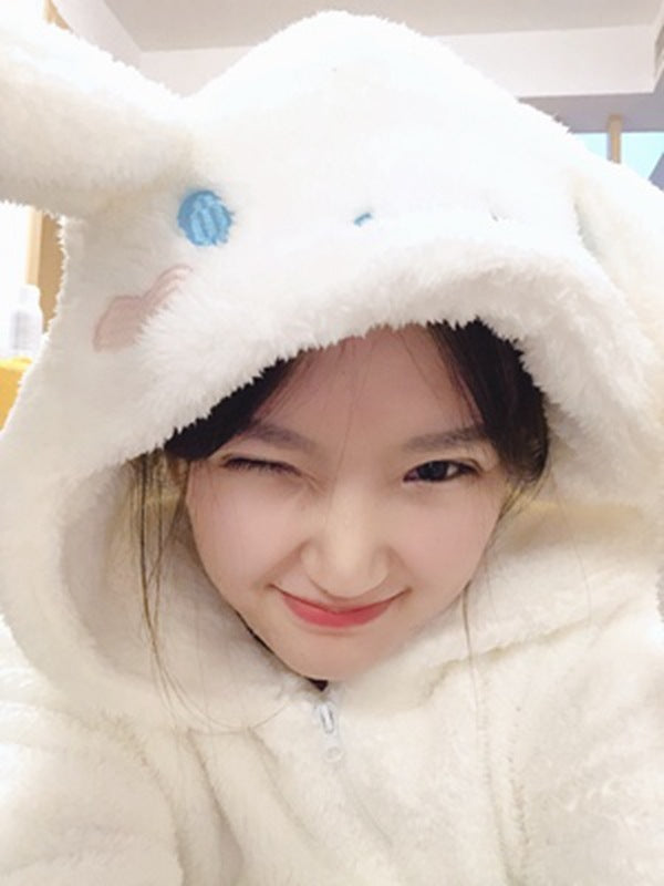 Winter Hooded Warm Home Wear Flannel Ladies nightgown