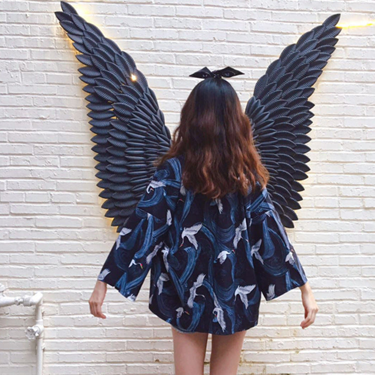 Loose Plus Size Travel Crane Print Sun Protection Clothing