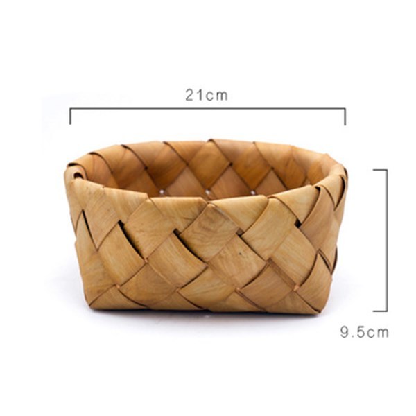 Household Hand-woven Wood Chip Storage Basket