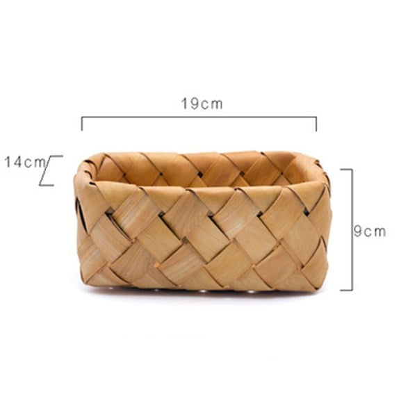 Household Hand-woven Wood Chip Storage Basket