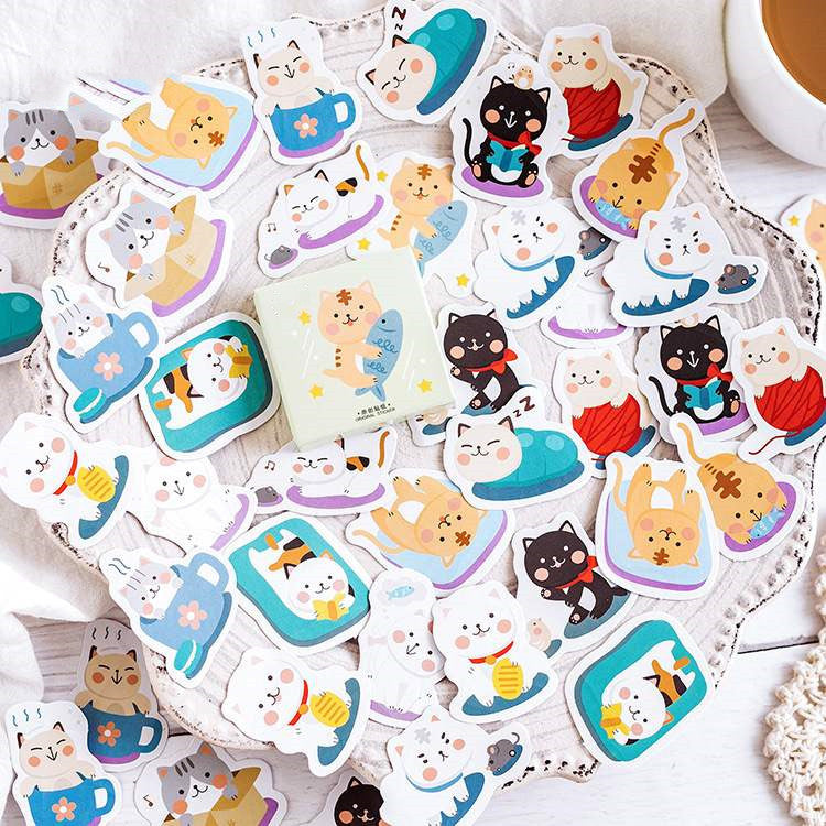 DIY boxed cartoon cat stickers