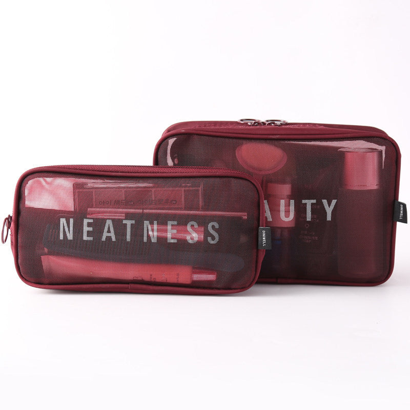 The New Same Style Large Girl Storage Cosmetic Brush Storage Bag Small Large-capacity Mesh Cosmetic Bag Portable