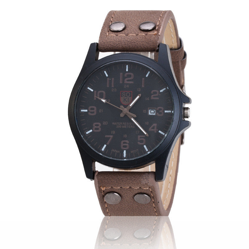 Military watch frosted belt quartz men's watch