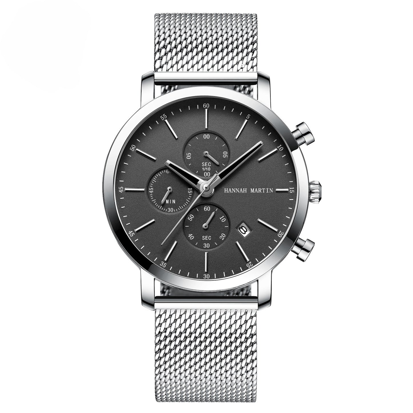 Stainless steel black mesh with waterproof quartz watch