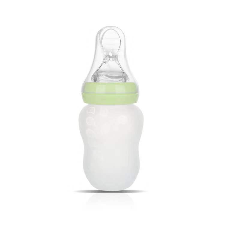 Wide caliber 180mL silicone spoon feeding bottle