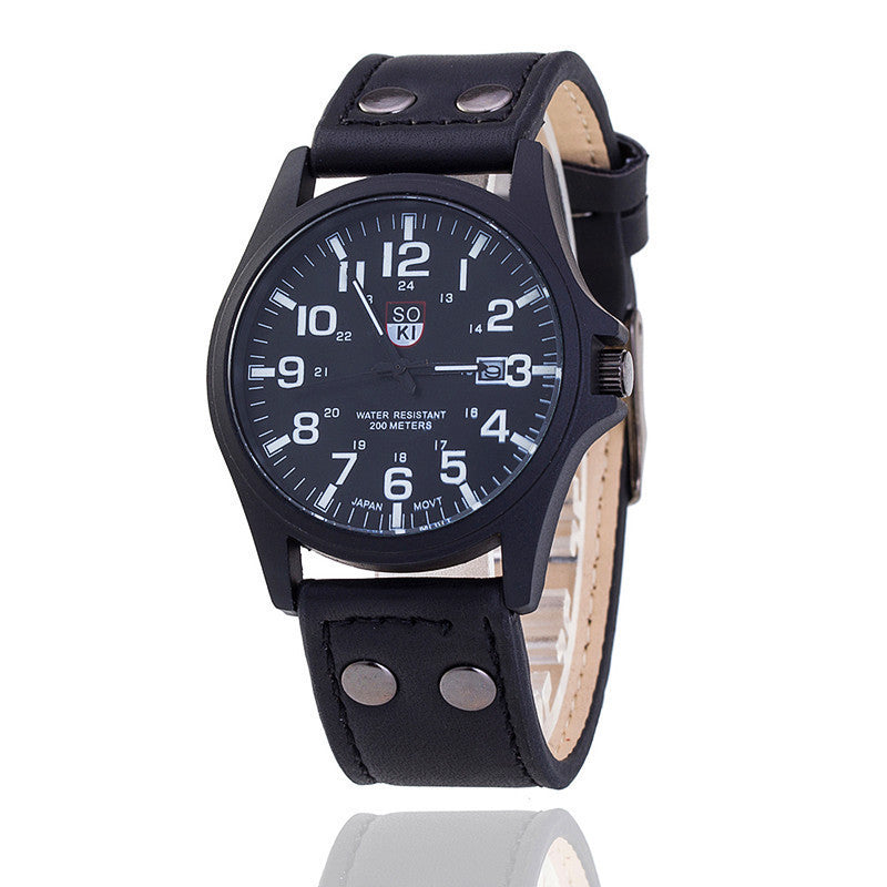 Military watch frosted belt quartz men's watch