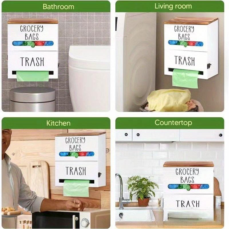 Wooden Garbage Bag Storage Box Two In One