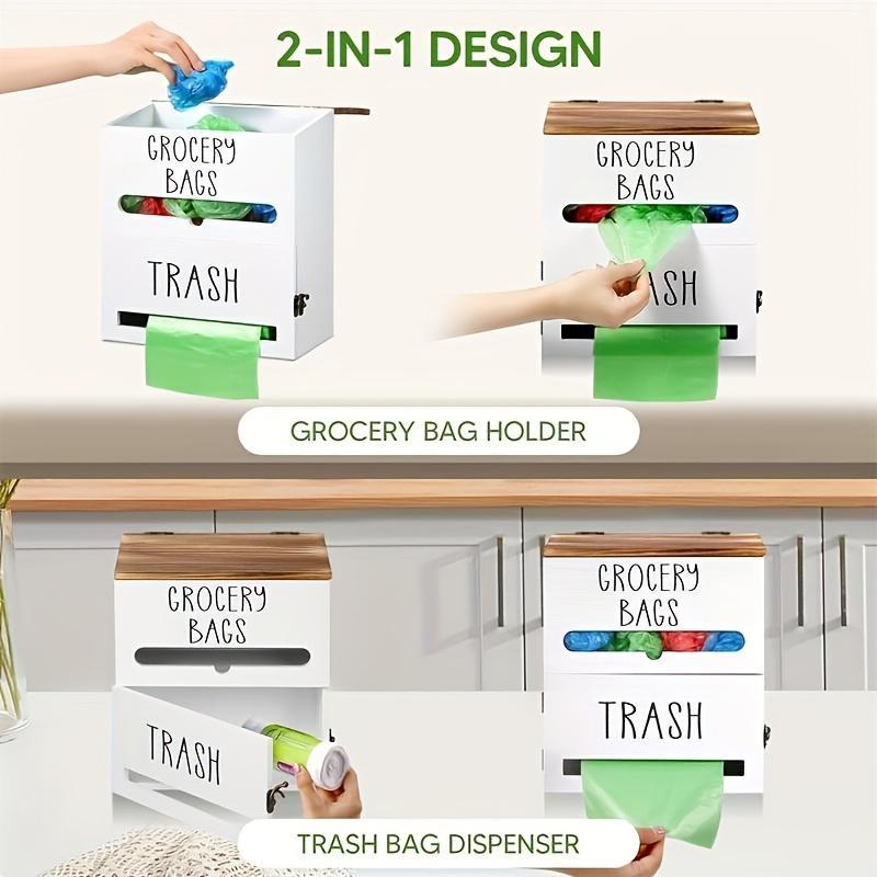 Wooden Garbage Bag Storage Box Two In One