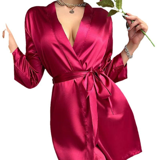 Fashion Personality New Solid Color Ladies' Robe