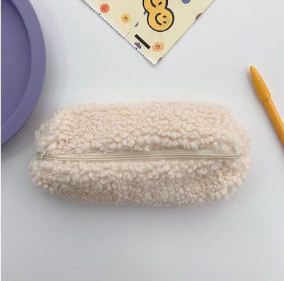 Korea Plush Pencil Case Lamb Hair Stationery Bag Avocado Green Stationery