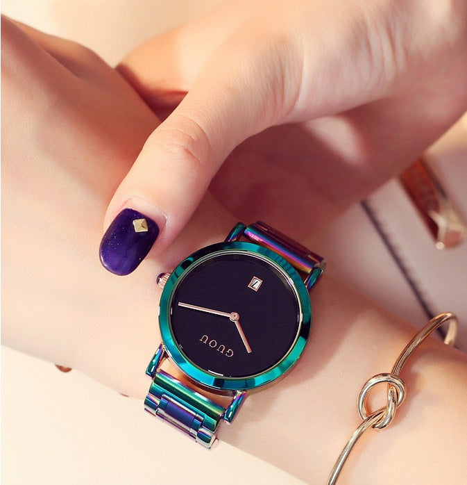Fashionable And Minimalist Colored Steel Strip Women's Watch