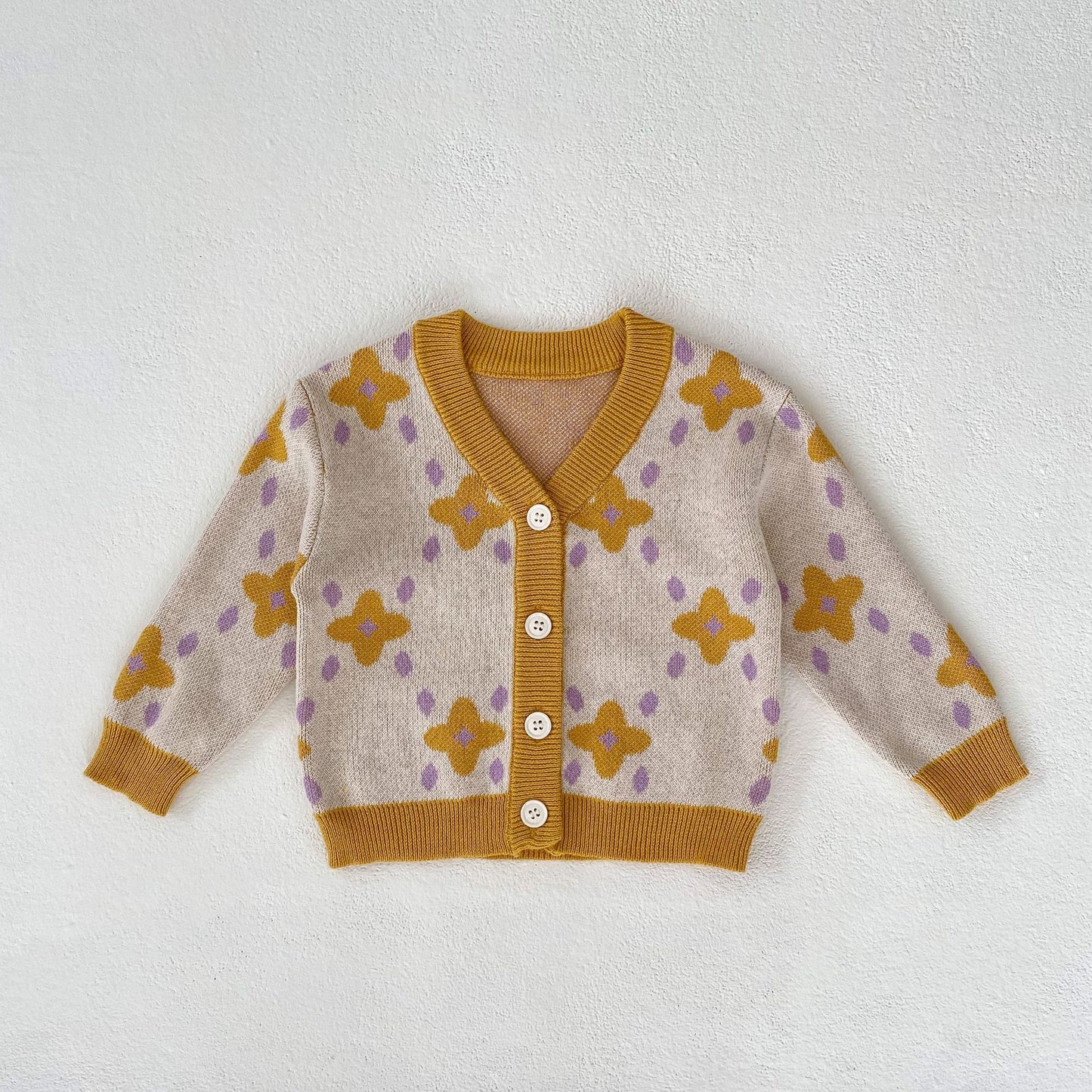 Kids' Sweater Baby Girl Flower Jacquard Knitted