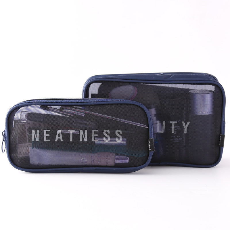 The New Same Style Large Girl Storage Cosmetic Brush Storage Bag Small Large-capacity Mesh Cosmetic Bag Portable