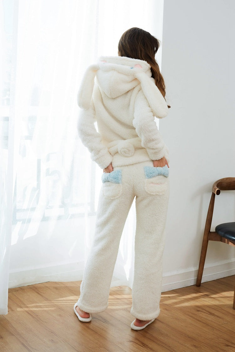 Winter Hooded Warm Home Wear Flannel Ladies nightgown