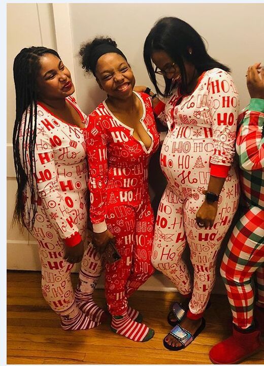 Christmas print long sleeve ladies home wear