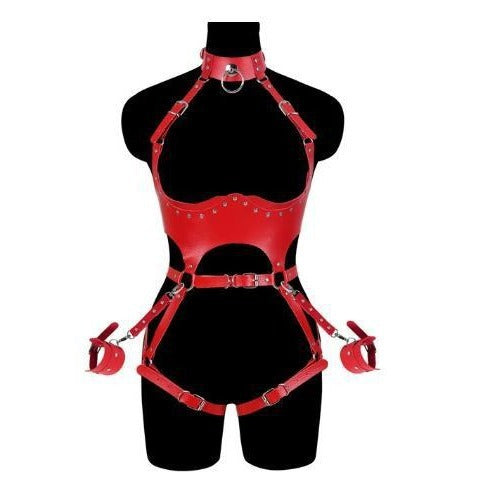 Soft Leather Shapewear Close-fitting Hollow-out Party Clothing