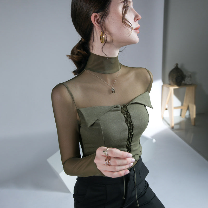 Ladies Design Sense Mesh Splicing Top Inner Wear