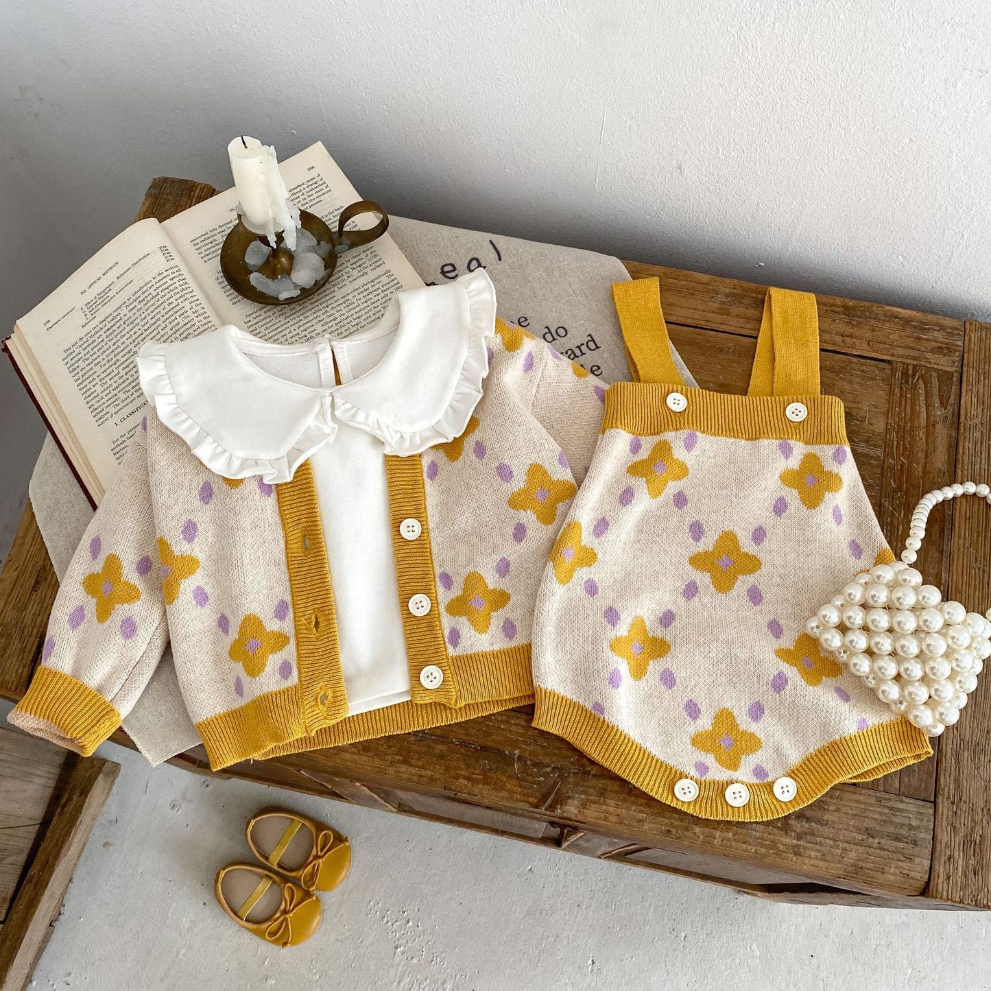 Kids' Sweater Baby Girl Flower Jacquard Knitted