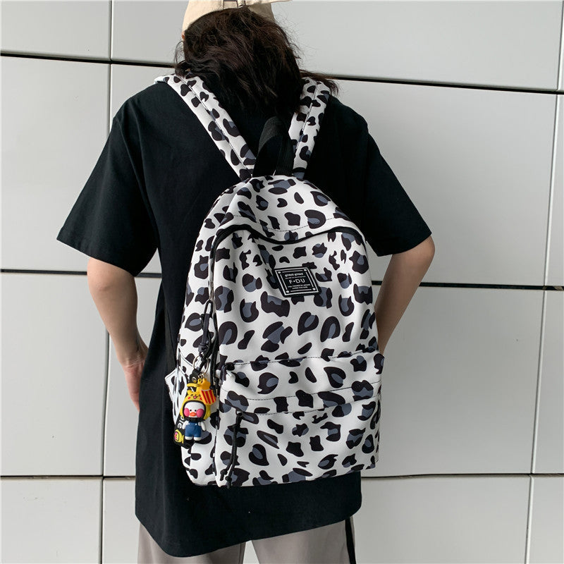 Waterproof Nylon Women Backpacks Female Leopard Printing