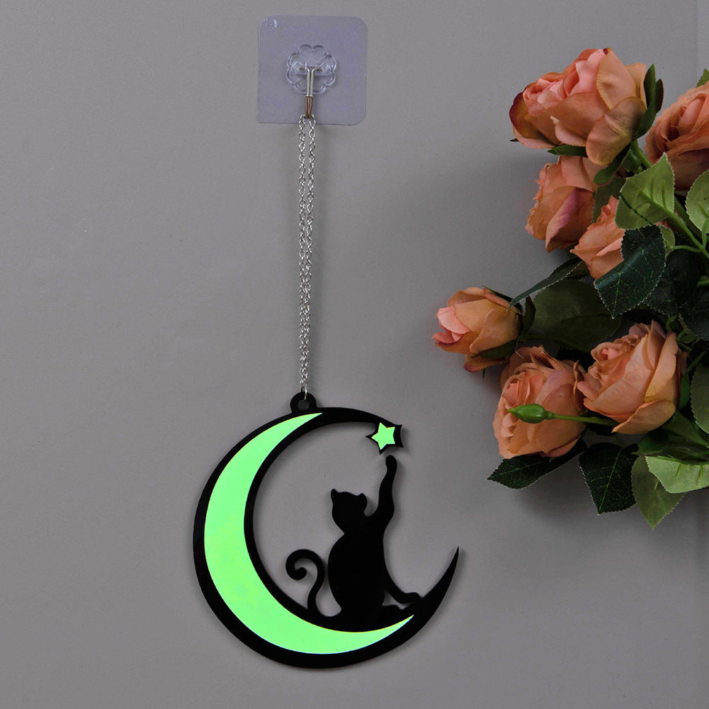 Black Cat Luminous Garden Home Hanging Wall Hanging Balcony Garden Window Cat Decorations