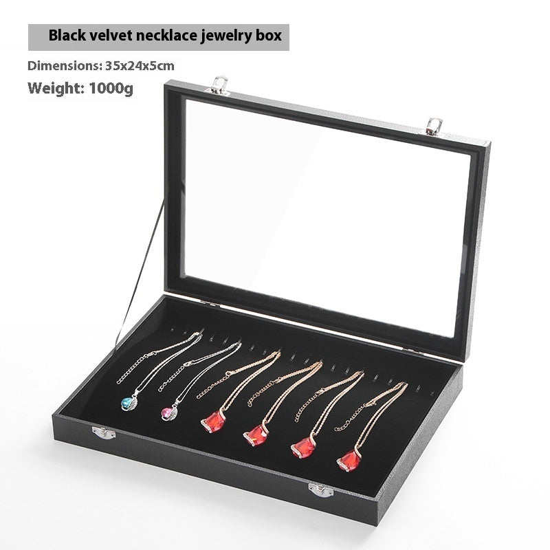 Black Jewelry Necklace Storage Display Box