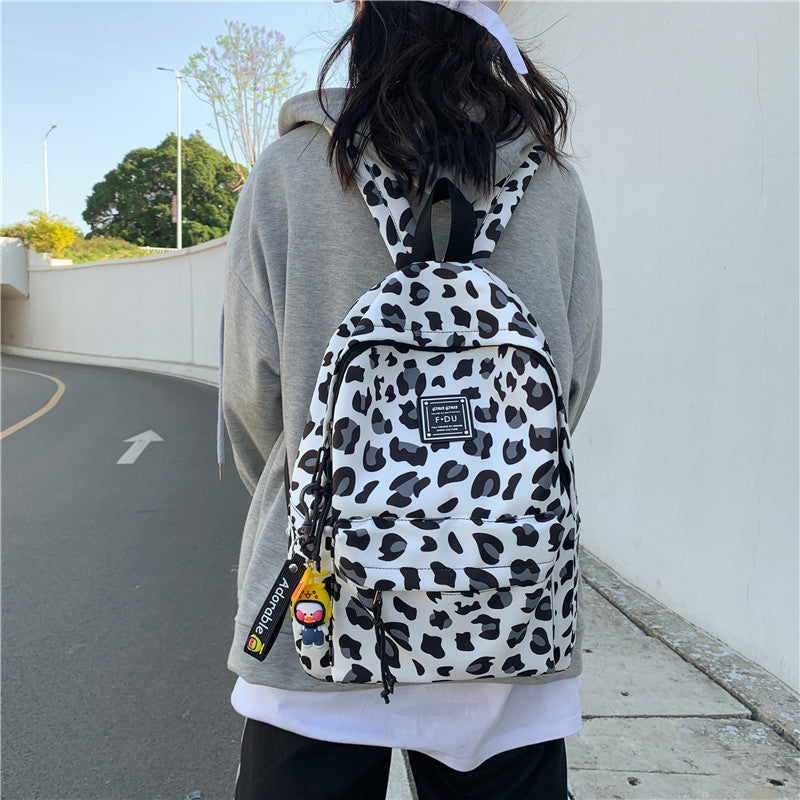 Waterproof Nylon Women Backpacks Female Leopard Printing
