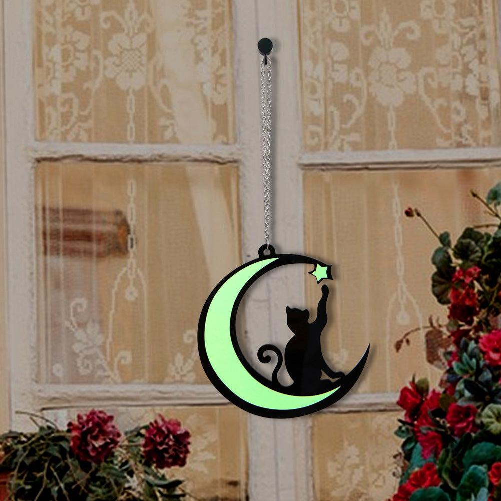 Black Cat Luminous Garden Home Hanging Wall Hanging Balcony Garden Window Cat Decorations