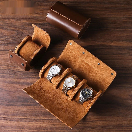 Brown Black Portable Watch Storage Box