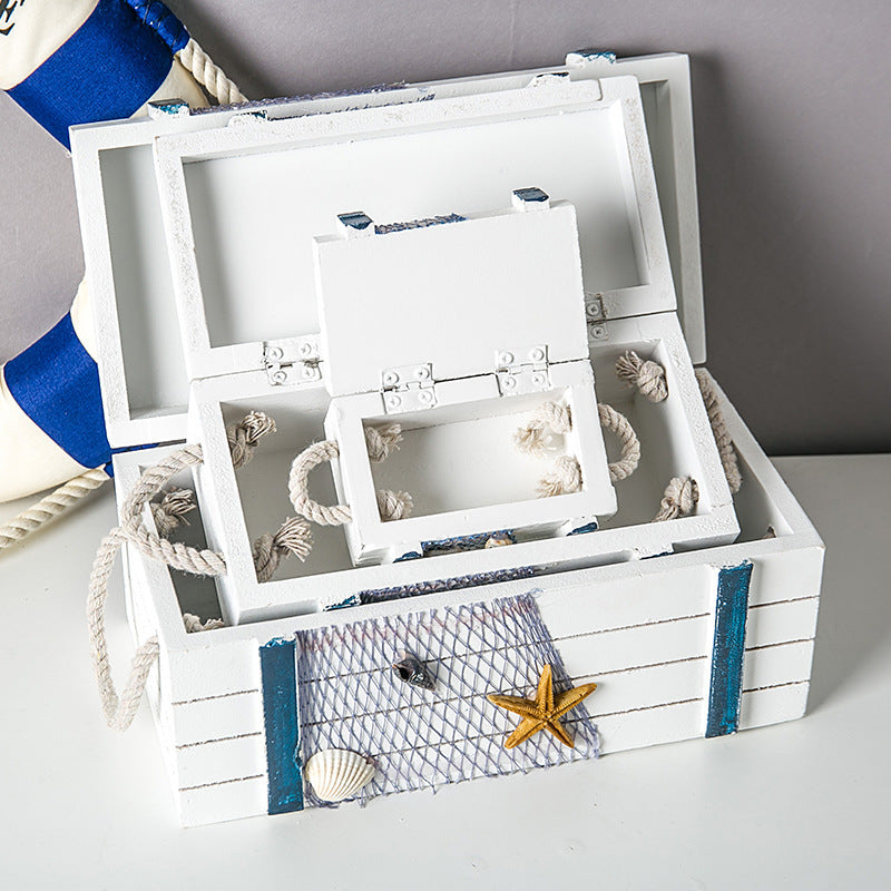 Storage Box Mediterranean Three-in-one Wooden