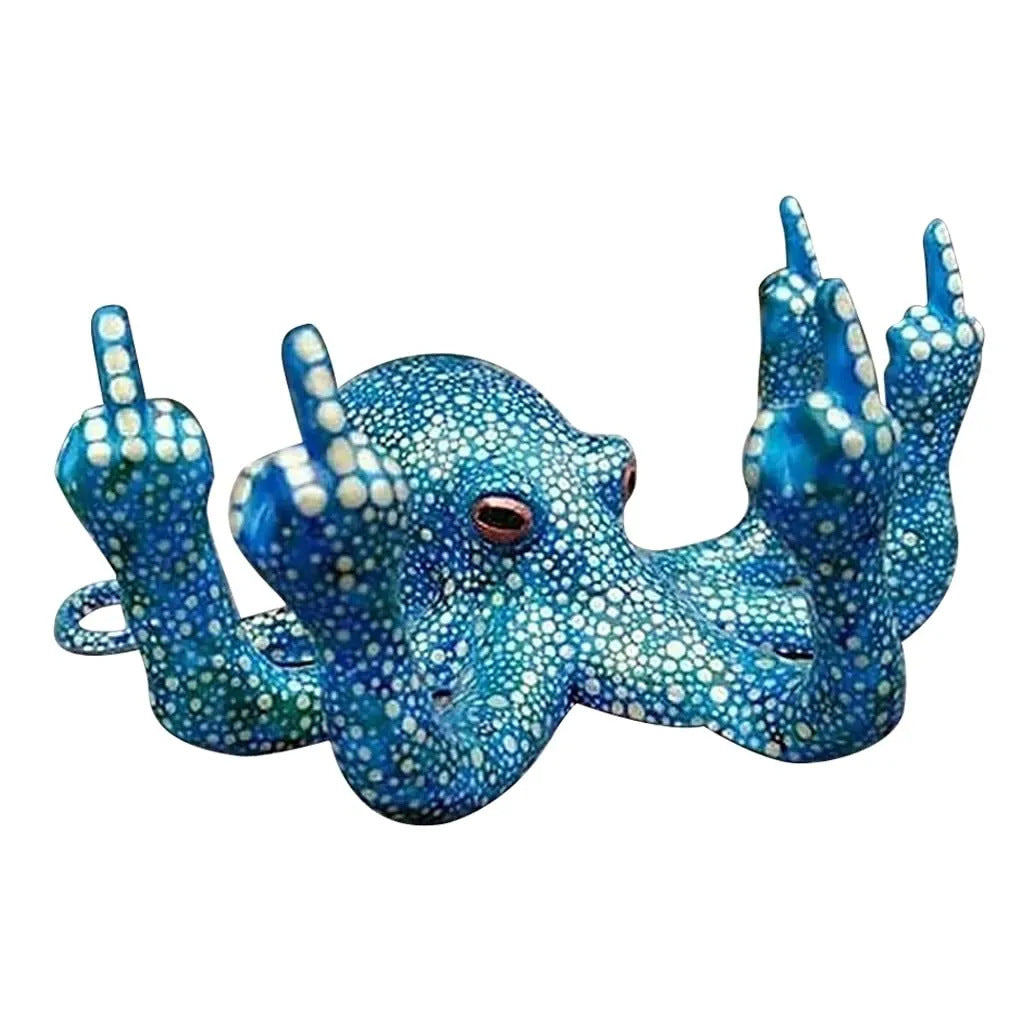 Octopus Vertical Middle Finger Resin Craft Ornament Garden Courtyard Garden Home Micro Landscape Artwork Sculpture