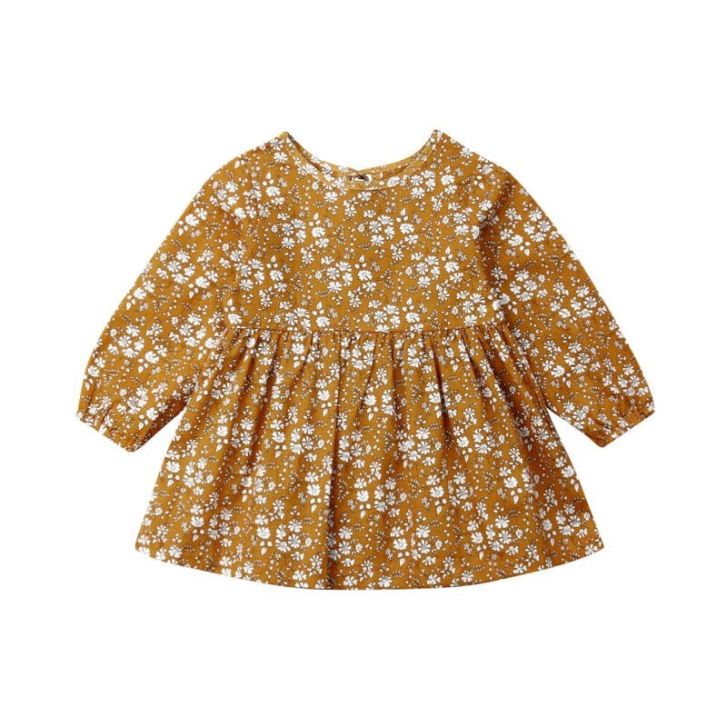 New Arrival Baby Girls Dress Cute Floral Long Sleeve Kids