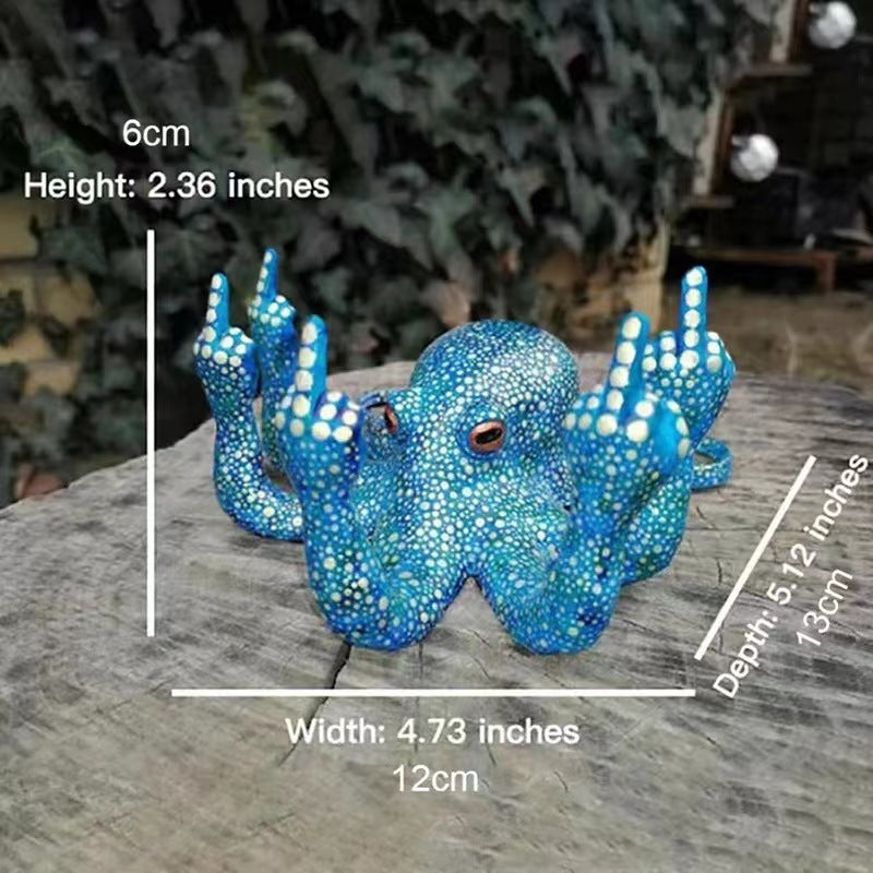 Octopus Vertical Middle Finger Resin Craft Ornament Garden Courtyard Garden Home Micro Landscape Artwork Sculpture