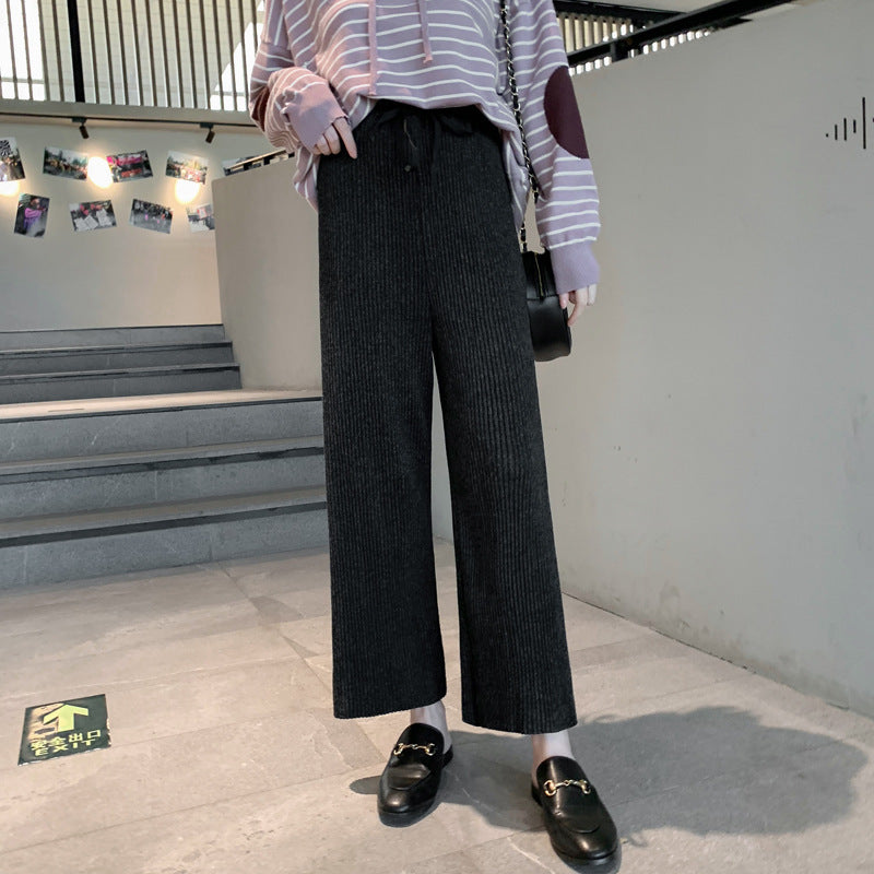 Nursing Clothing Out Two-piece Knitted Wide-leg Pants