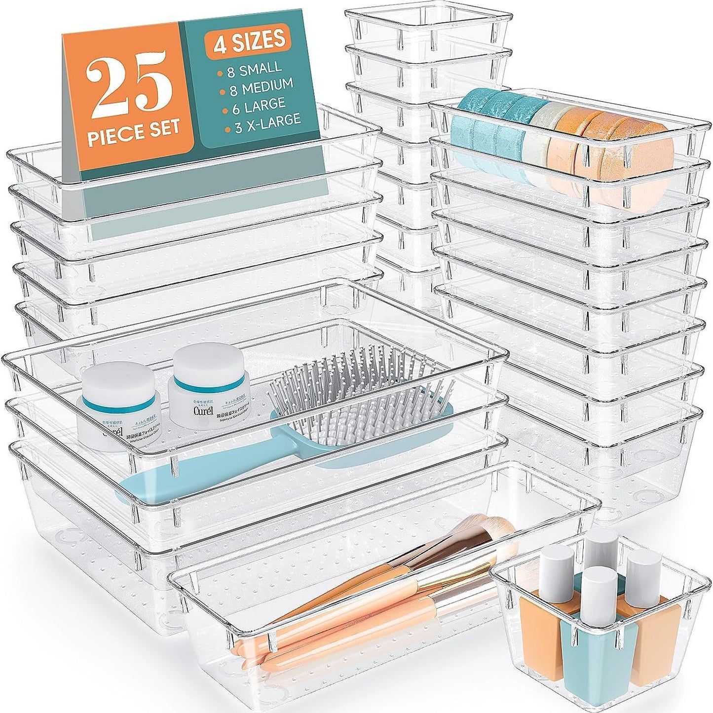 Transparent Plastic Desktop Storage Box Set
