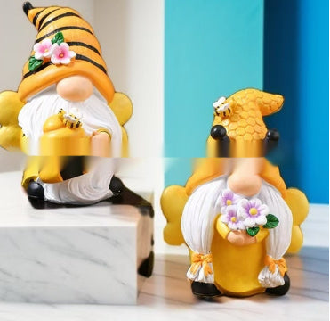 Resin Elf Home Garden Yellow Little Bee