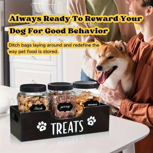 Solid Wood Pet Snack Container Storage Box