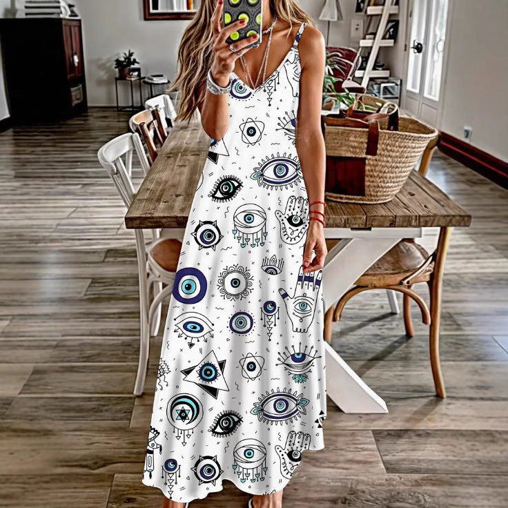 Spring And Summer Sling Women's Clothing Dress Digital Printing