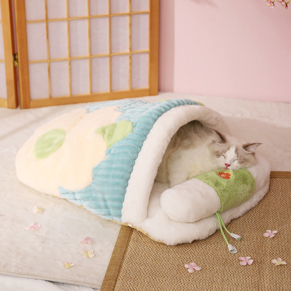 Warm Semi-enclosed Dinosaur Cat Bed Thickened Pet Supplies