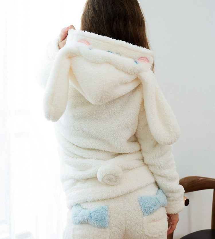 Winter Hooded Warm Home Wear Flannel Ladies nightgown
